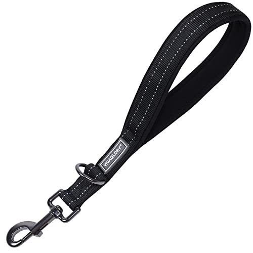Hundeleine Kurz mit Gepolsterten Griff für Gute Kontrolle, Kurzführer Hund Reflektierend aus Nylon, Hundeleine Hunter Schwarz 32cm für Mittlere Große Hunde Cover
