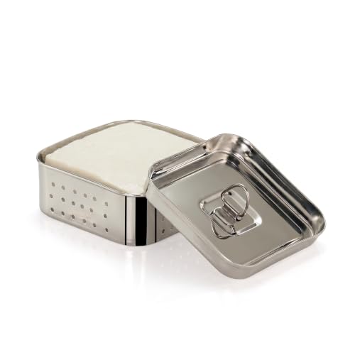 Image of Sumeet Stainless Steel Square Shape Paneer /Tofu /Sprout Maker /Mould /Press, Easy and Perfact for Home Made Healthy Paneer, 10cm Dia, 200gms Paneer from 1 liter Milk, Silver