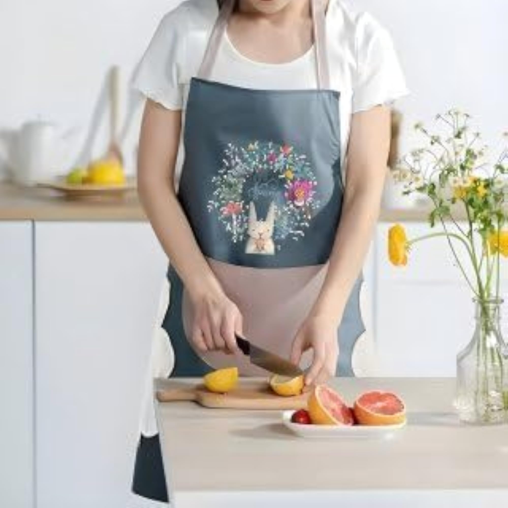 Waterproof Kitchen Apron for Women with Big Front Pocket