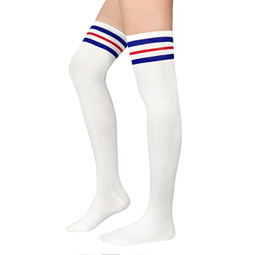 Image of Zando Womens Stripes Thigh High Socks Thigh Highs Casual Knee High Stockings