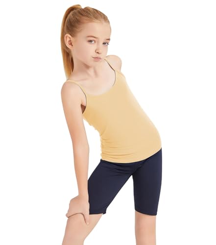 Image of Dreammonkey Girl's Full Sleeveless Camisole Tank Tops Kids Comfort Breathable Dance Tank Tops(Ages 2T-14Years)