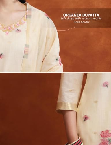 Image of Amazon Brand - Myx Women's Jaquard Embroidered Kurta Set With Dupatta | Salwar Suit Set (Available In Plus Sizes)