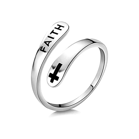 Adjustable Sterling Silver Cross Faith Ring Cover