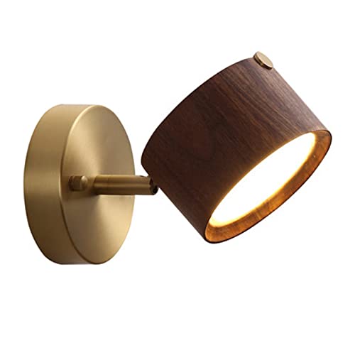 Lámpara de pared de nogal AMUCK con acabados de madera modernos y tres tonos de luz