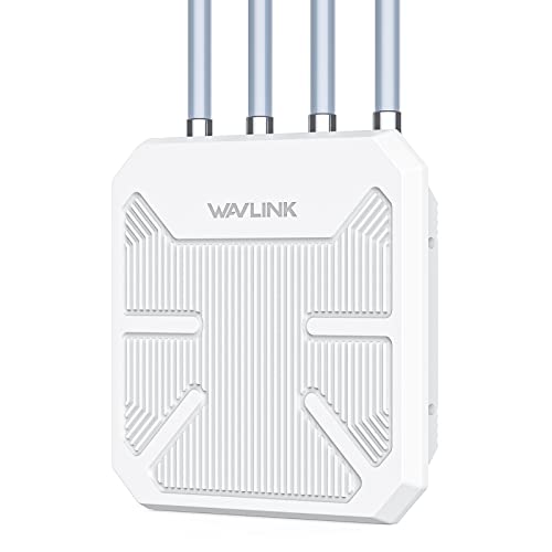 WAVLINK Outdoor AX1800 WiFi 6 Mesh Router, Dual Band 2.4G+5G Outdoor Long Range WiFi Extender with PoE, IP67 Waterproof, 4x8dBi High-gain Antennas WiFi Signal Booster, Capacity for 256 Devices