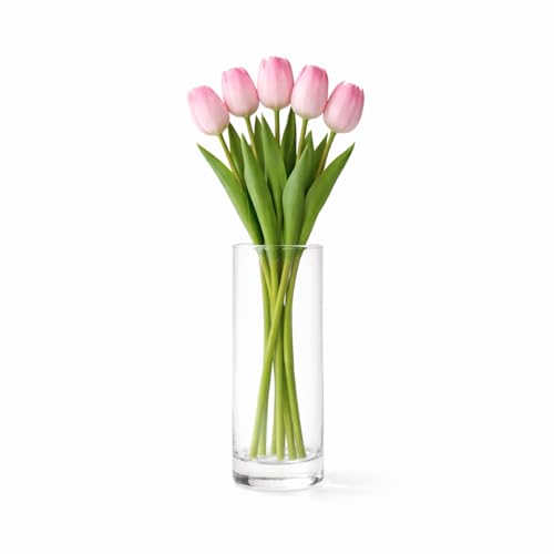 Image of Pink Olive Pink Tulip Artificial Flower | Natural Feel Soft Touch | PU Material | Washable Fade Resistant | Floral Decor for Home Office Living Room Modern Interior Styling (5)