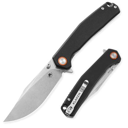 KLAKEN Pocket Knife Swedish 14C28N Blade Pocket Folding Knife G10 Handle Folding Pocket Knife for Camping Hiking Survival Outdoor EDC Clip Knives