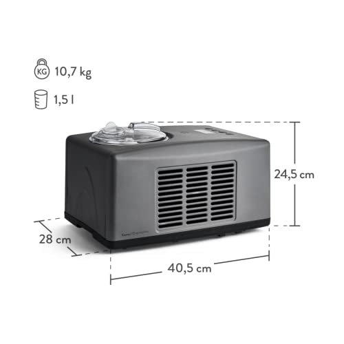 SPRINGLANE Eismaschine Emma 1,5 L mit selbstkühlendem Kompressor 150 W, aus Edelstahl mit entnehmbarem Eisbehälter, inkl. Rezeptheft (Anthrazit, Eismaschine) – Bild 5
