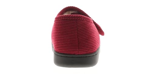 Dr Keller Wide Fit Women's Slippers - Slip-On Diabetic Slippers Women Boasting Warmth & Comfort With Touch Close Fastening, Fur Lining & Cushioned Insole Burgundy 4 Uk - 4