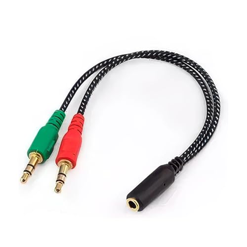 CABLEPELADO Adaptador Divisor de Auriculares y micrófono, Splitter de Auriculares, Divisor de Audio y micrófono, Adaptador TRRS, 1x 3,5mm CTIA 4 Polos TRRS a 2X 3,5mm Hembra, 20 cm
