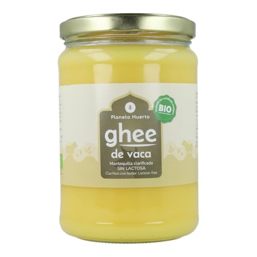 PLANETA HUERTO | Ghee mantequilla clarificada ecológica 500 g, Apta para dietas keto y paleo - Ghee mantequilla Sin lactosa ni gluten, Alta resistencia al calor y rica en omega 3