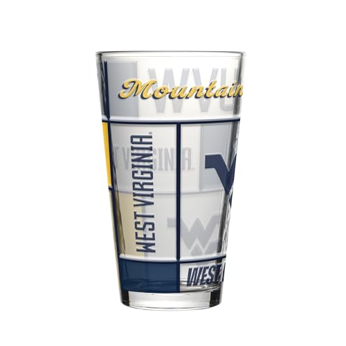 Image of Logo Brands NCAA oz Stained Glass Pint Glass - 3D Embossed Logo & Bold Team Colors - Durable Sports Fan Beer Glass for Home, Bar & Tailgates