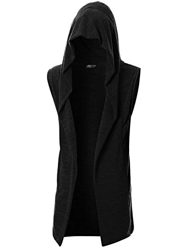 GIVON Gilet Cardigan sans Manches Capuche Homme Dcc046-black Grand