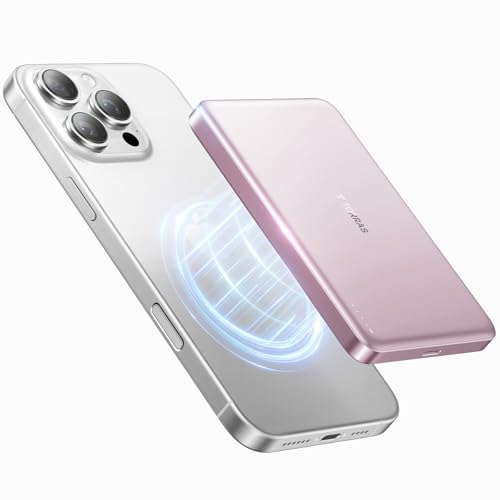 Image of TORRAS MiniMag Power Bank,Ultra-Slim 10,000mAh Magnetic Wireless Portable Charger, 22.5W Fast Charging iPhone Air Magnetic Battery Pack Designed for iPhone 17 Pro Max /17 Pro /Air /16 /15 /14 /13 /12, Pink