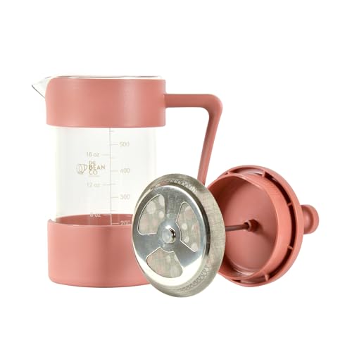 Image of THE BEAN CO French Press Coffee Maker 600 ml | Heat Resistant Borosilicate Glass | 4 Level Filteration (Pink)