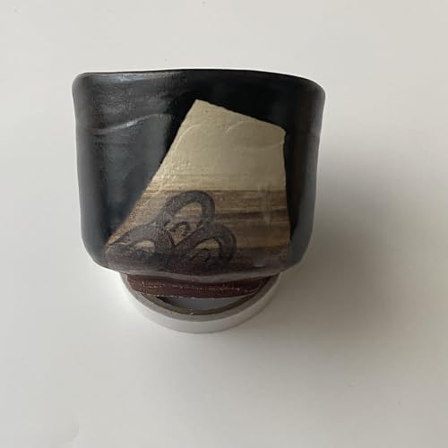 Matcha Rice Bowl, Black Oribe, Ojawanami, Wooden Box Included