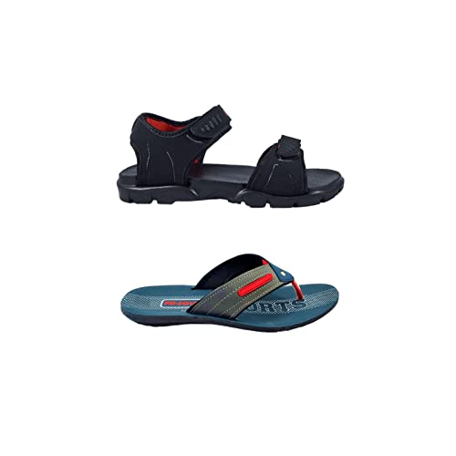 Image of Classica Sandals for Men I SHARK-3=BLACK AND PERFECT-4=BLUE RED COMBO PACK