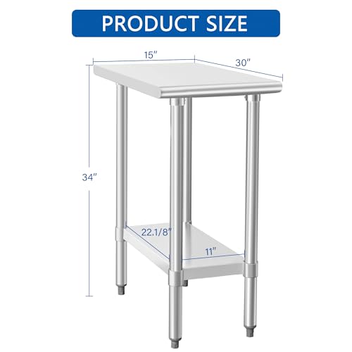 Image of HARDURA Stainless Steel Commercial Table 30x15 Inches