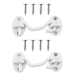 2 Pack 3 inch Hook and Eye Latch for Door White Barn Door Lock Latch Heavy Duty Stainless Steel Door Latches Hardware Gate Hooks Cabin Hooks for Sliding Door Cabinet Window Bedroom, Bathroom