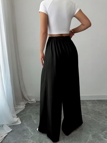 Image of Aahwan Solid High Waist Straight Korean Loose Pleated Wide Leg Trouser for Women's & Girl's