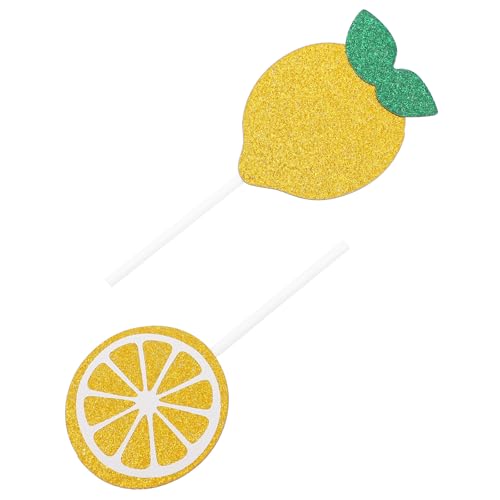 HAKIDZEL 24 Pièces Décoration Cupcake Citron en Papier Jaune pour Fête D'anniversaire Inserts à Gâteaux, Design Scintillant pour Toute Fête à Thème...