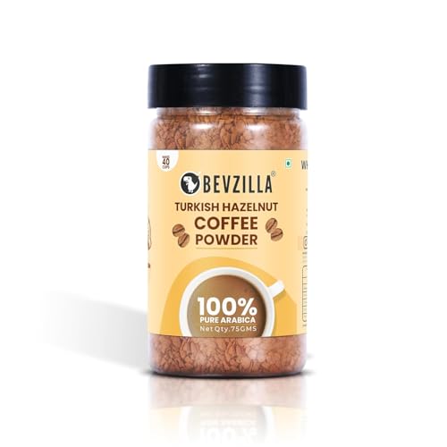 Image of Bevzilla 75 Grams X 4 Flavoured Instant Coffee Powder Pack of Colombian Gold, Turkish Hazelnut, French Vanilla & English Butterscotch | 75 Gms Each | Bottle| Premium Arabica Instant Coffee (Pack of 3)