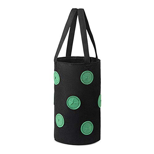 Qheng Saco de plantação de morango, 12 furos, sacos de pano respirável para pendurar, recipiente de