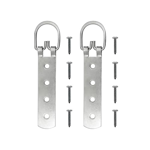 PHS Extra Large Heavy Duty D-Ring Picture Hangers - 2 Pack with Screws - D Hooks for Picture Hanging - 200 lb Capacity - 6.5
