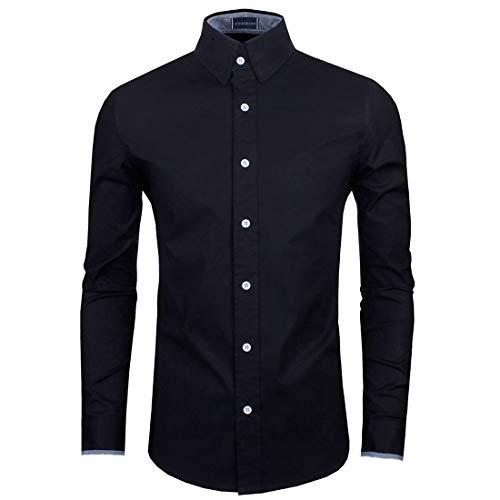 Image of Zombom Men's Solid Cotton Blend Regular Fit Full Sleeve Collared Neck Casual Shirt for Men
