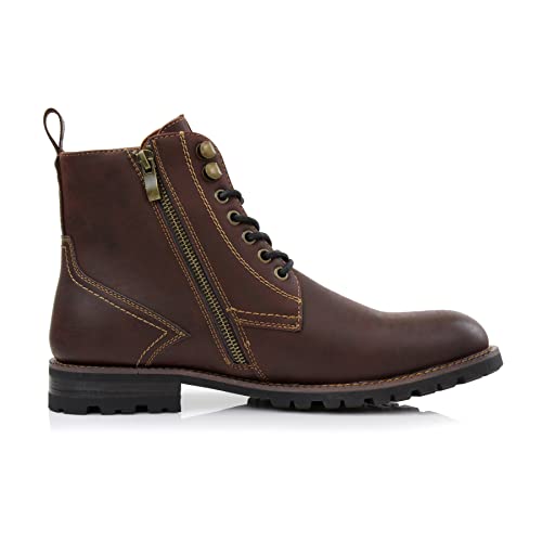 Polar Fox Knoxville MPX806068 Mens Casual Work Laced Classic Motorcycle Combat Zipper Boots4