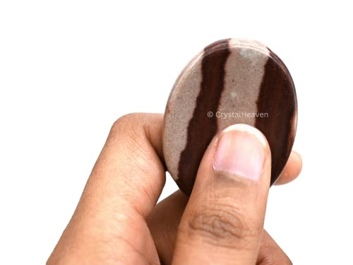 Image of Certified Shiva Lingam Narmada Crystal Thumb Worry Pebbles Stones for Anxiety Stress Relief Massage - AAA Grade Original Healing Gemstone Agate Rubbing Stone for Yoga Meditation Spiritual Reiki Feng Shui