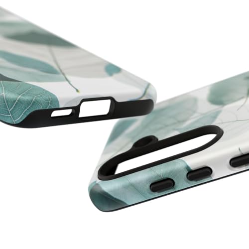 Coque rigide Samsung Galaxy S24 motif feuilles bleues premium - 3