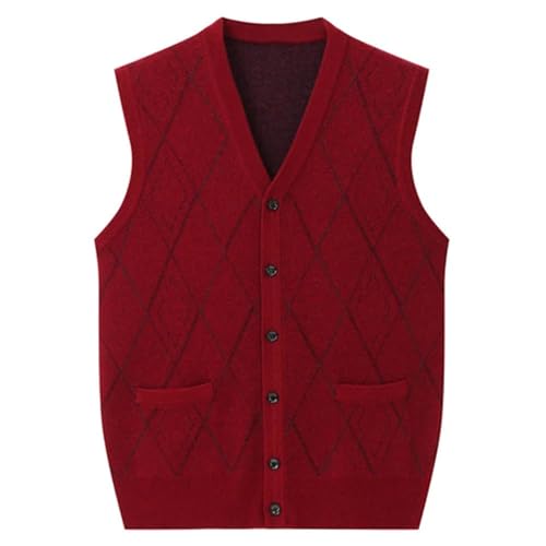 Bollrllr 2024 Winter Men's Fashion Sleeveless Button Cardigan Vest Casual Warm Cashmere Sweater Vest4