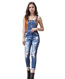 Salopette en jean bleu clair slim pour femme, salopette en jean vintage délavé