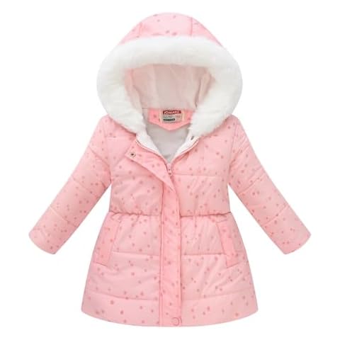SRTUMEY Girls Pink Hooded Puffer Jacket Cover