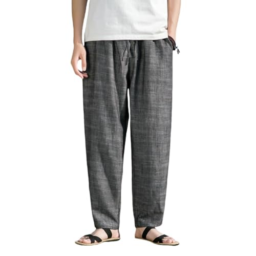Pantalon d'été homme léger contre la chaleur en toile de lin fuselé