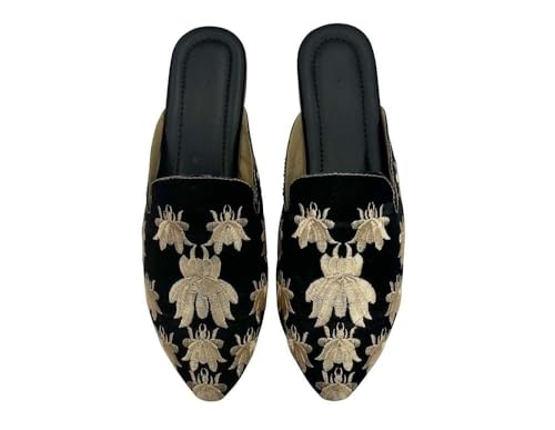 Women's Ethnic Back Open Mules – Handmade Indian Slip-On Juttis | Embroidered Boho Flats | Comfortable Backless Traditional Shoes for Wedding, Office & Everyday Wear3