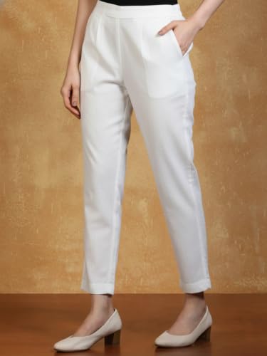 Image of Leriya Fashion Linen Loose Pants for Woman |Linen Trouser for Women | Ankle Length Straight Pant Women | Ladies Loose Pants Woman with Elastic Closure |High Waist Formal Office Trousers