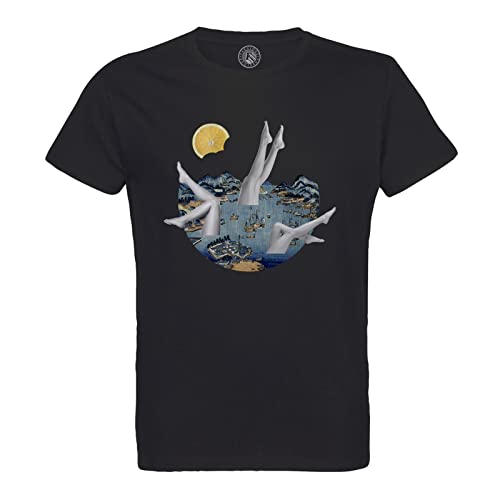 T-shirt coton bio homme sirène Japon Hokusai style estampe surréaliste