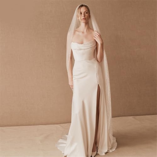 Velo blanco para novia con perlas mantilla con tachuelas para desfile 6