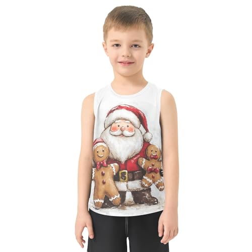 Boys Tank Top Shirts Christmas Santa Clausee and Gingerbread Sleeveless T-Shirts Crew Neck for Kids Clothing Children2