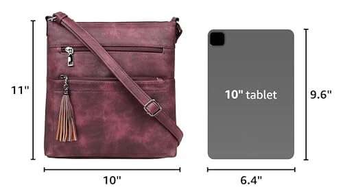 Image of MASINTOR Crossbody Purses for Women, Multi Pocket Casual Crossbody Bag, Adjustable Strap Shoulder Bag with Tassel