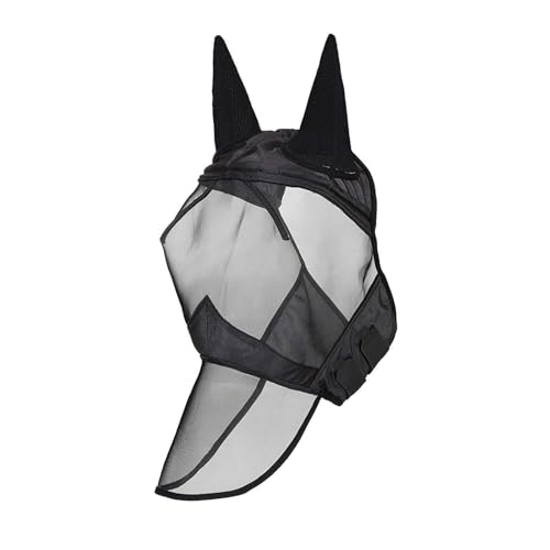 LALAGO CareMaster Integral-Fliegenmaske, Fliegenmaske Pferd, Fliegenhaube Pferde, Fliegenmaske Pferd Warmblut, Dicke Fleece Polsterung Transparent Fine Mesh Pferde Fliegenschutzmaske (Integral-L
