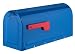 Architectural Mailboxes 7600BE Blue with Red Flag MB1 Post Mount Mailbox, Medium,