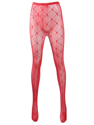 Image of Mrotrida Women's Fire Patterned Fishnet Tights Sexy Elastic Blaze Pantyhose Leggings Fire Mesh Stockings