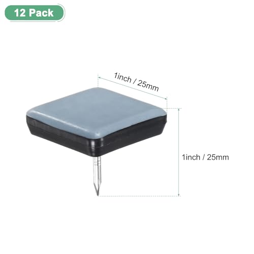 Image of M METERXITY 12-Pack Nail on Furniture Sliders, 1 x 1 (25mm) PTFE Chair Sliders Glides Square Pads for Chair /Table, Furniture Movers Leg Floor Protectors [Grey]