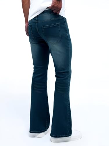 Image of Ben Martin Men's Bell Bottom Jeans || Bootcut Denim Pants || Wide Leg Flared Jeans for Men || High Waist Stretchable Retro Fit || Cotton Jeans for College Casual (1)