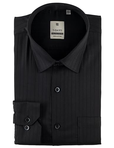 Image of 7-DAYS Men's Premium Formal Shirts - Regular Fit, Full Sleeve, 100% Pure Cotton, Self-Design, with Pocket - Stylish Office Shirts for Men