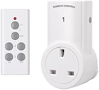 HBN Remote Control Plug Socket, 10A/2400W Wireless Light Switch 30M/100ft Operating Range for Household Appliances, 1 Pack Sockets and 1 Remote