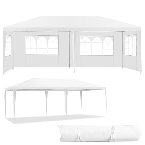 ~Telaio in metallo resistente~ La struttura di questa tenda da festa è realizzata in tubi di acciaio rivestiti in plastica, che non solo è resistente, ma anche antiruggine. Inoltre, il gazebo esterno resistente è dotato di 6 cavi di fissaggio al vento e di 18 picchetti per ancorarlo saldamente al terreno. PER FAVORE NOTARE: Si prega di non utilizzare questo prodotto in condizioni di vento forte.